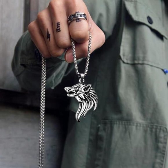 ❤️Viking wolf head fashion pendant necklace for women/men, N90201P182 - Picture 8 of 9